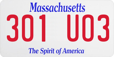 MA license plate 301UO3