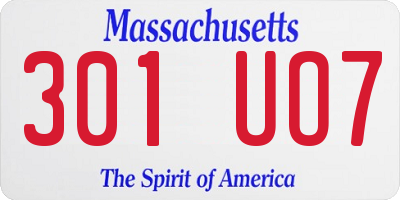 MA license plate 301UO7