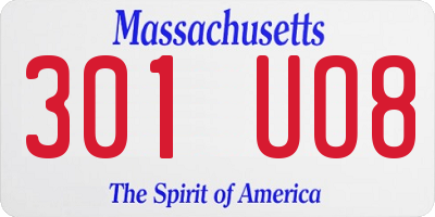 MA license plate 301UO8