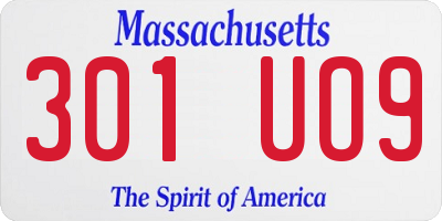 MA license plate 301UO9
