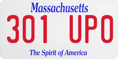 MA license plate 301UP0