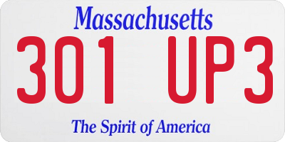 MA license plate 301UP3