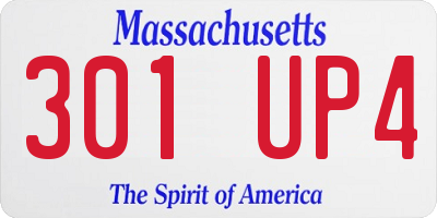 MA license plate 301UP4
