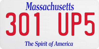 MA license plate 301UP5