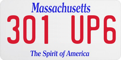 MA license plate 301UP6