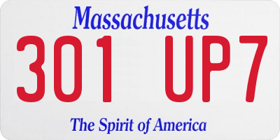 MA license plate 301UP7