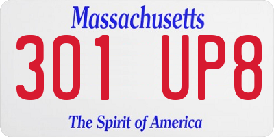 MA license plate 301UP8
