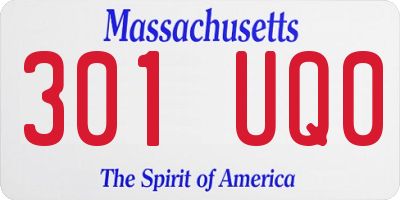 MA license plate 301UQ0