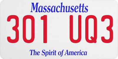 MA license plate 301UQ3