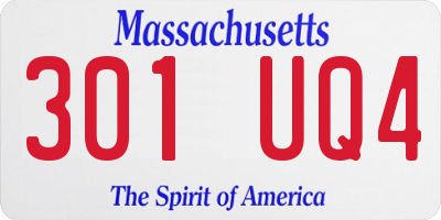 MA license plate 301UQ4