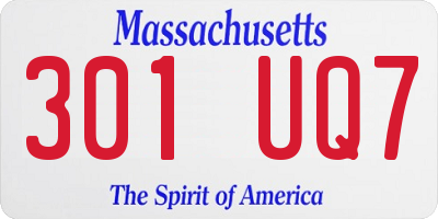 MA license plate 301UQ7