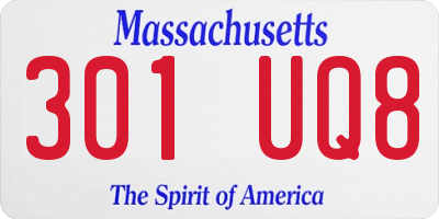 MA license plate 301UQ8
