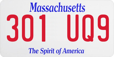 MA license plate 301UQ9