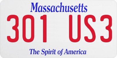 MA license plate 301US3