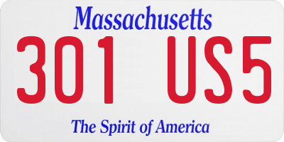 MA license plate 301US5