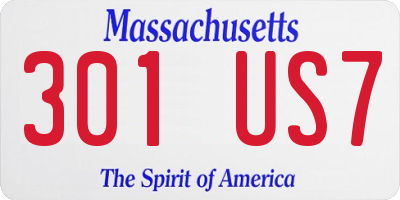 MA license plate 301US7