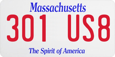 MA license plate 301US8