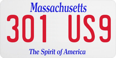 MA license plate 301US9