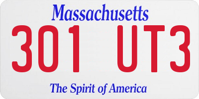 MA license plate 301UT3