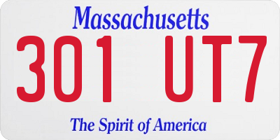 MA license plate 301UT7