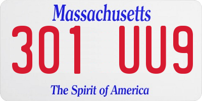 MA license plate 301UU9