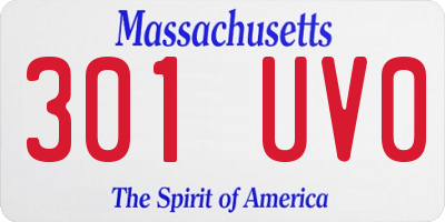 MA license plate 301UV0