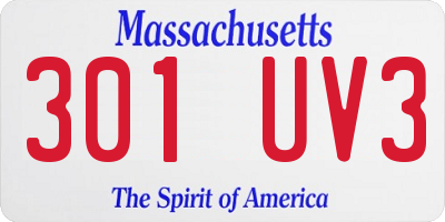 MA license plate 301UV3