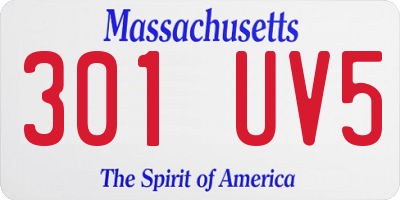 MA license plate 301UV5