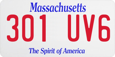 MA license plate 301UV6