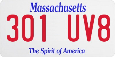 MA license plate 301UV8
