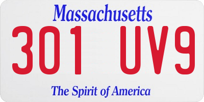 MA license plate 301UV9