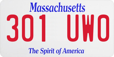 MA license plate 301UW0