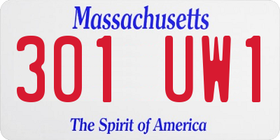MA license plate 301UW1