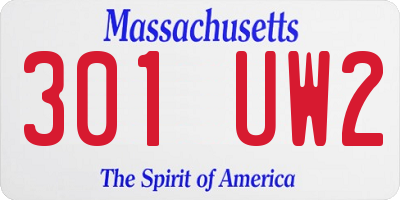 MA license plate 301UW2
