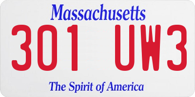 MA license plate 301UW3