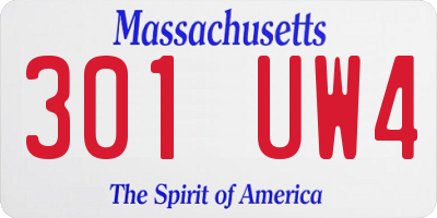 MA license plate 301UW4