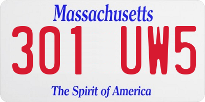 MA license plate 301UW5