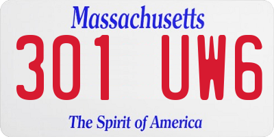 MA license plate 301UW6