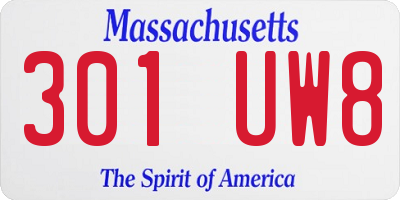 MA license plate 301UW8