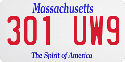 MA license plate 301UW9
