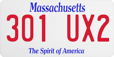 MA license plate 301UX2