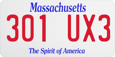 MA license plate 301UX3