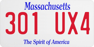 MA license plate 301UX4