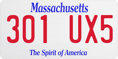 MA license plate 301UX5