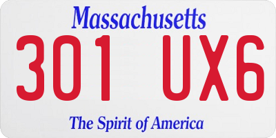 MA license plate 301UX6