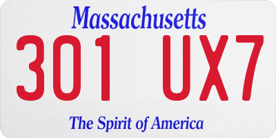 MA license plate 301UX7