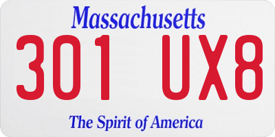 MA license plate 301UX8