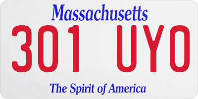 MA license plate 301UY0