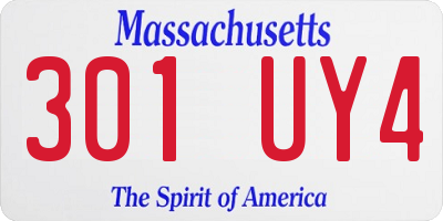 MA license plate 301UY4
