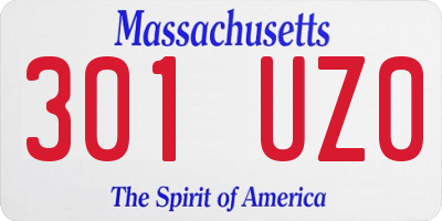 MA license plate 301UZ0